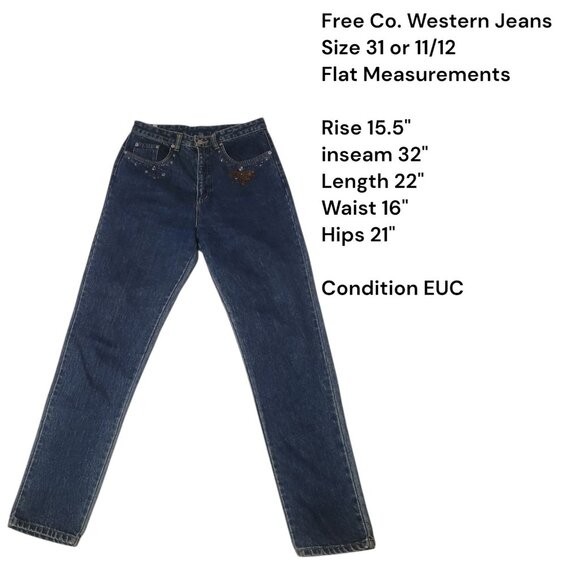 VINTAGE Freego Western High Waist Mom Jeans 31 - 11/12 - 80's 90's Gems Studded - Picture 4 of 5